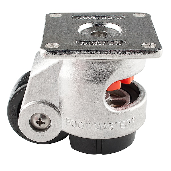 Foot Master Leveling Caster, 50 mm Nylon Wheel, 73x73 mm Plate, Swivel, 280 kg Cap, NBR Pad, Stainless Steel SGDN-60-F-NYN - main